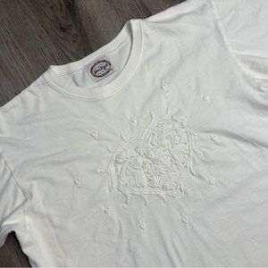 Vintage 90s‎ Swan Magic By Hang T-Shirt Womens Medium White Heart Embroidered